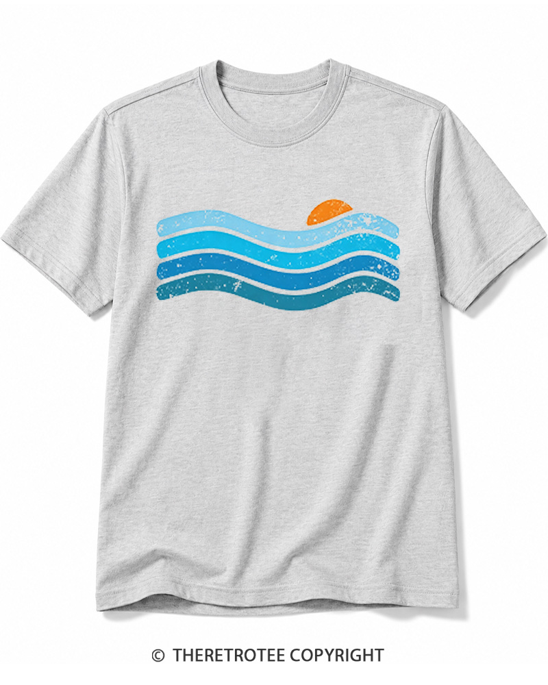 TheRetroTee Sunset Ocean WavesCotton T-Shirt