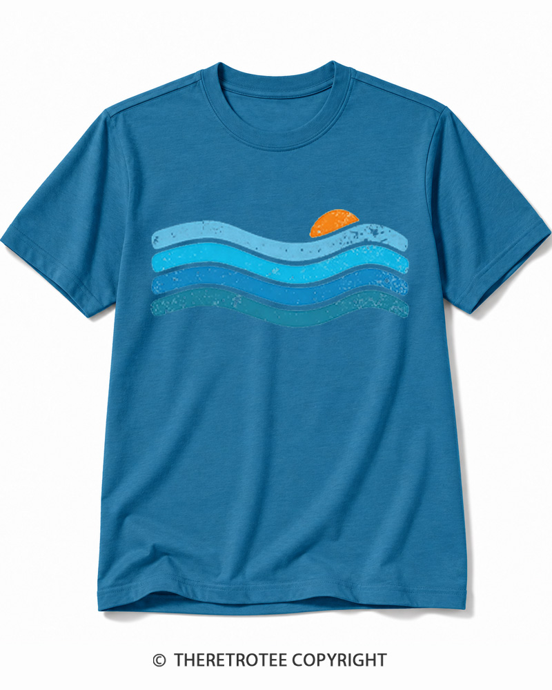 TheRetroTee Sunset Ocean WavesCotton T-Shirt