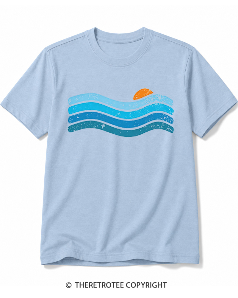 TheRetroTee Sunset Ocean WavesCotton T-Shirt