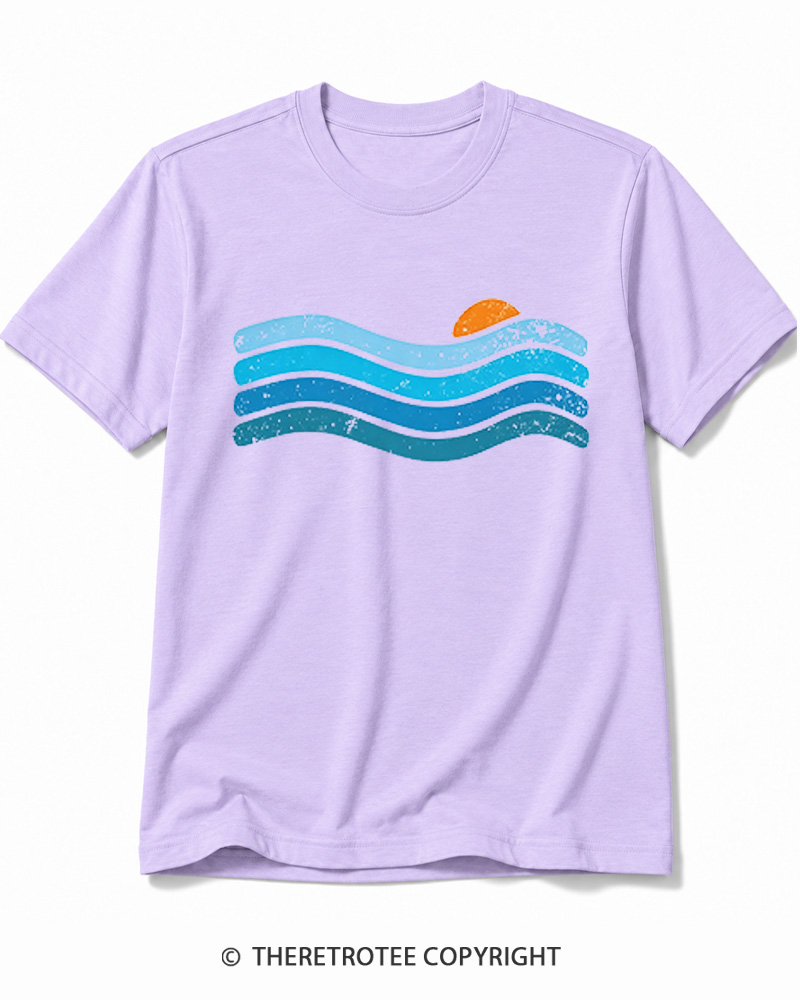 TheRetroTee Sunset Ocean WavesCotton T-Shirt