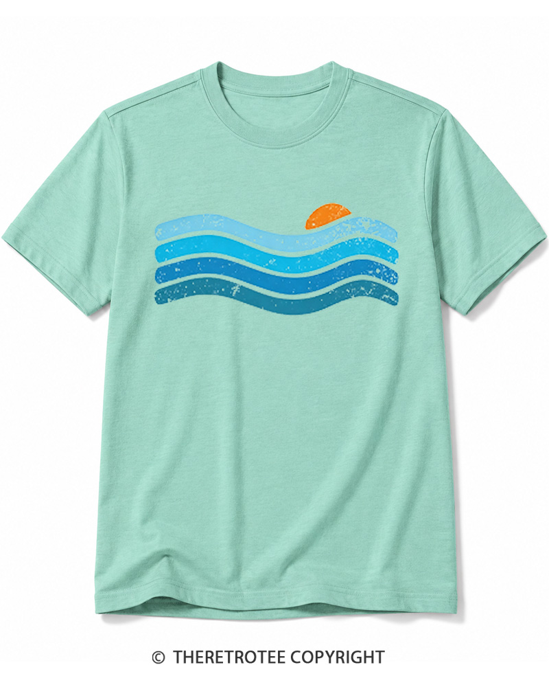 TheRetroTee Sunset Ocean WavesCotton T-Shirt