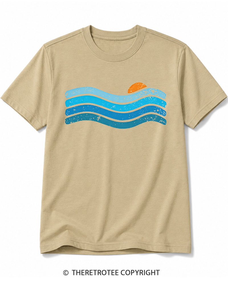 TheRetroTee Sunset Ocean WavesCotton T-Shirt