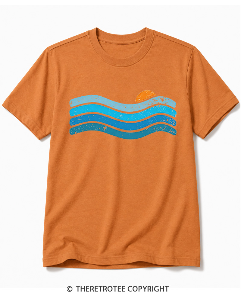 TheRetroTee Sunset Ocean WavesCotton T-Shirt
