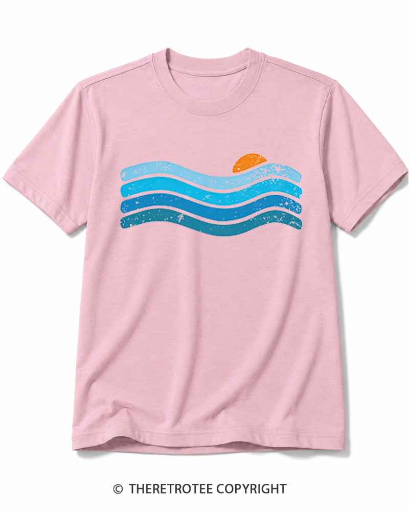 TheRetroTee Sunset Ocean WavesCotton T-Shirt