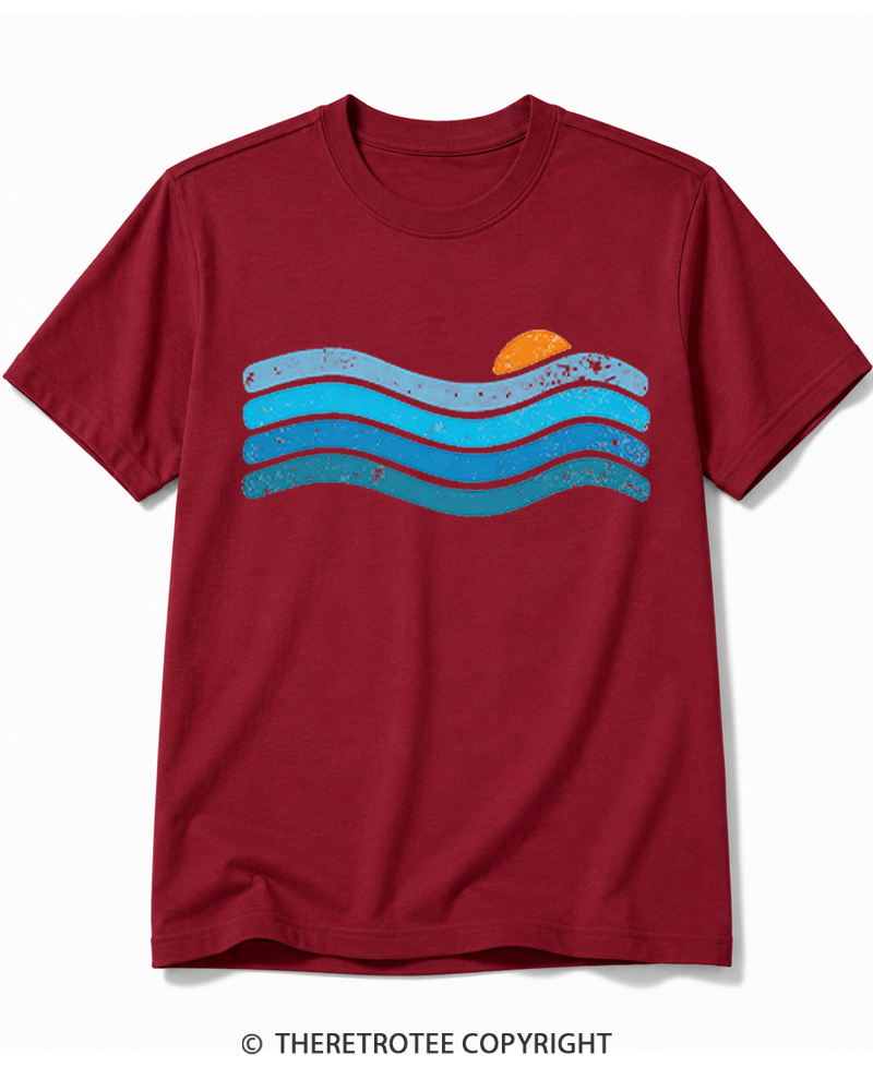 TheRetroTee Sunset Ocean WavesCotton T-Shirt