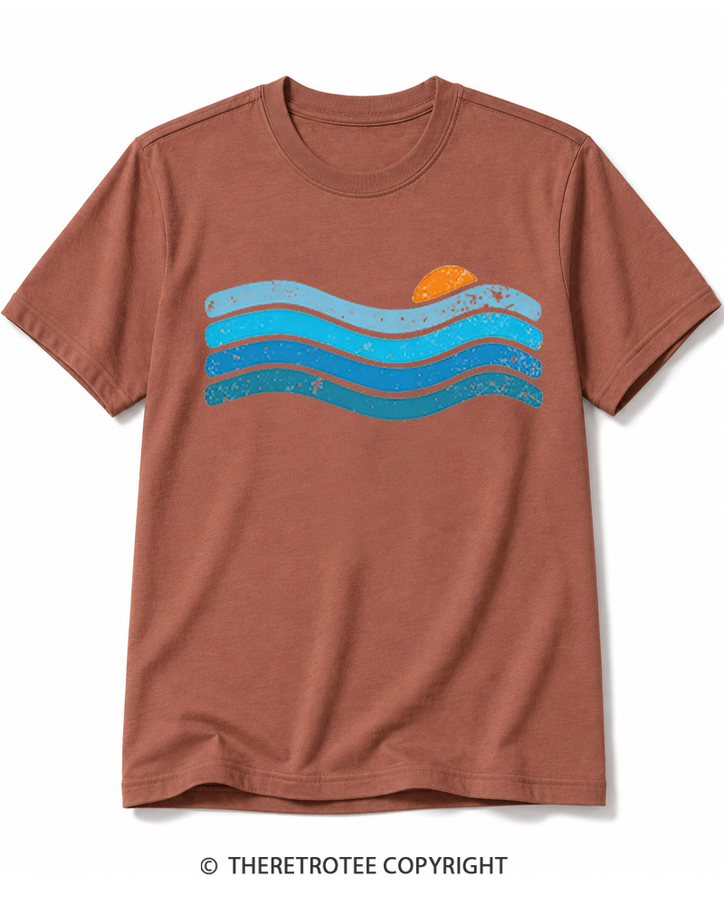 TheRetroTee Sunset Ocean WavesCotton T-Shirt