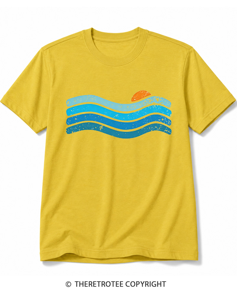 TheRetroTee Sunset Ocean WavesCotton T-Shirt
