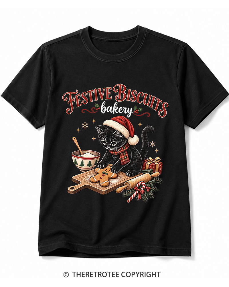 TheRetroTee Festive Biscuits bakery 1950s Cotton T-Shirt