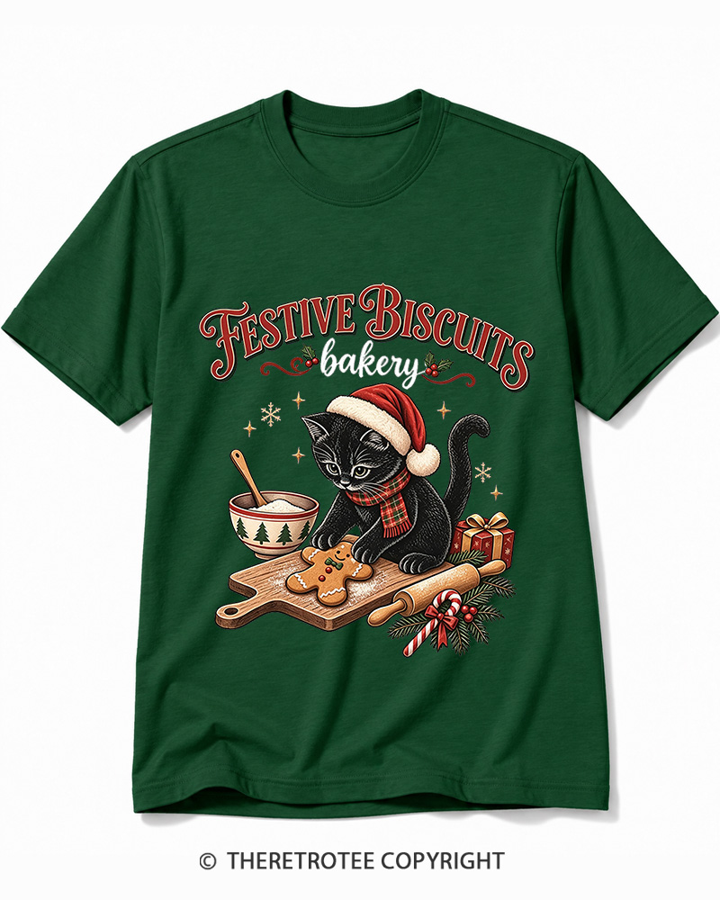 TheRetroTee Festive Biscuits bakery 1950s Cotton T-Shirt