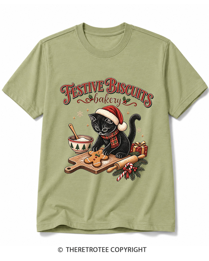 TheRetroTee Festive Biscuits bakery 1950s Cotton T-Shirt