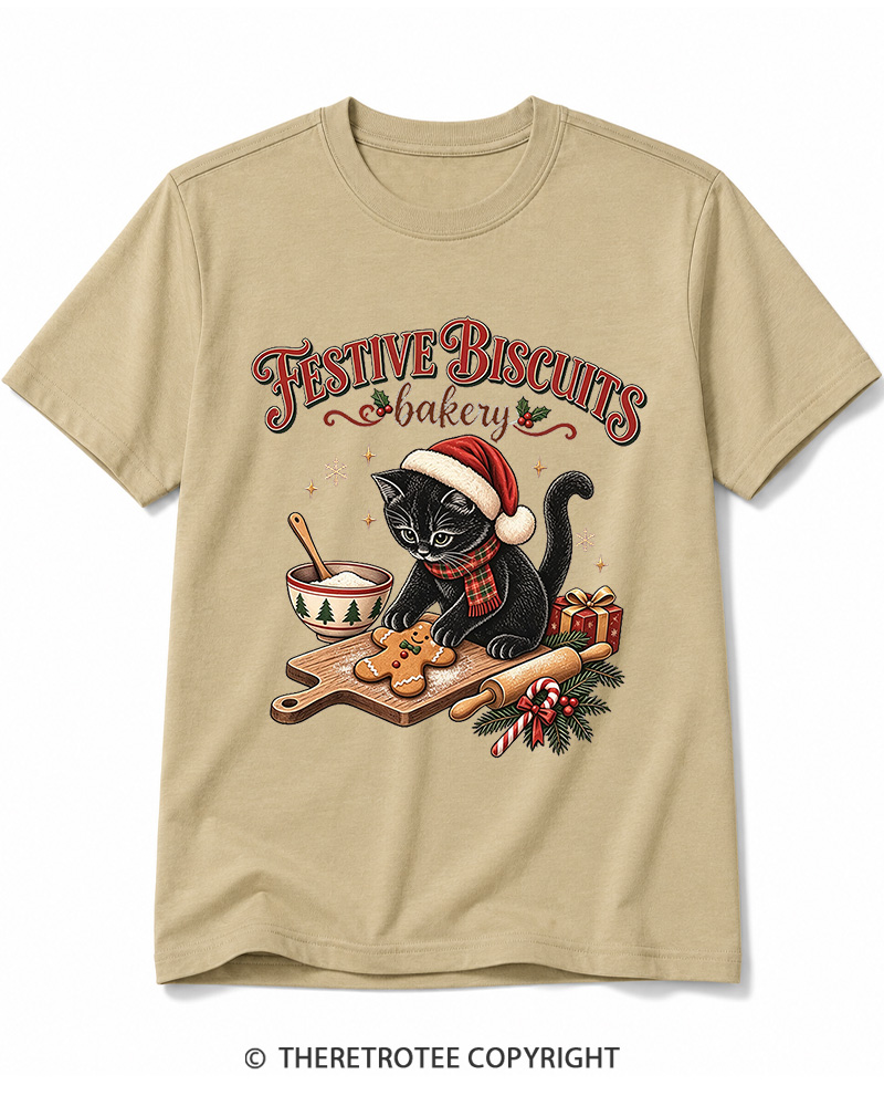 TheRetroTee Festive Biscuits bakery 1950s Cotton T-Shirt