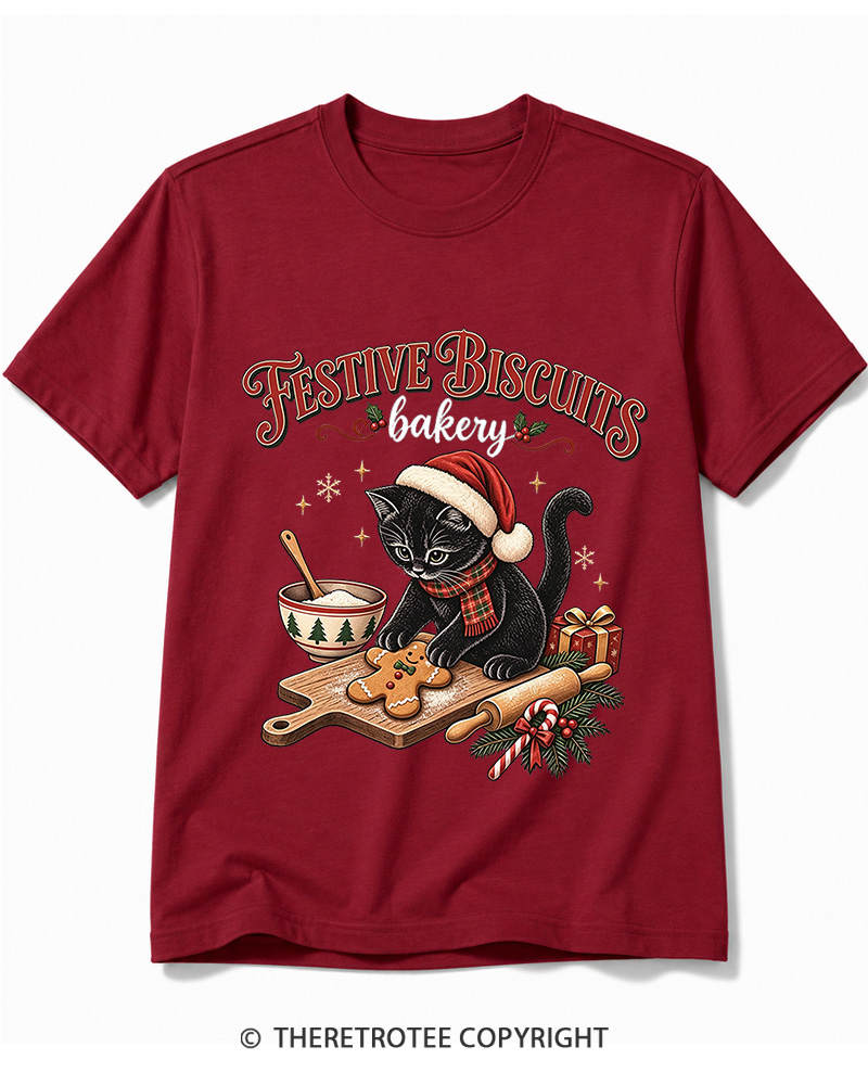 TheRetroTee Festive Biscuits bakery 1950s Cotton T-Shirt