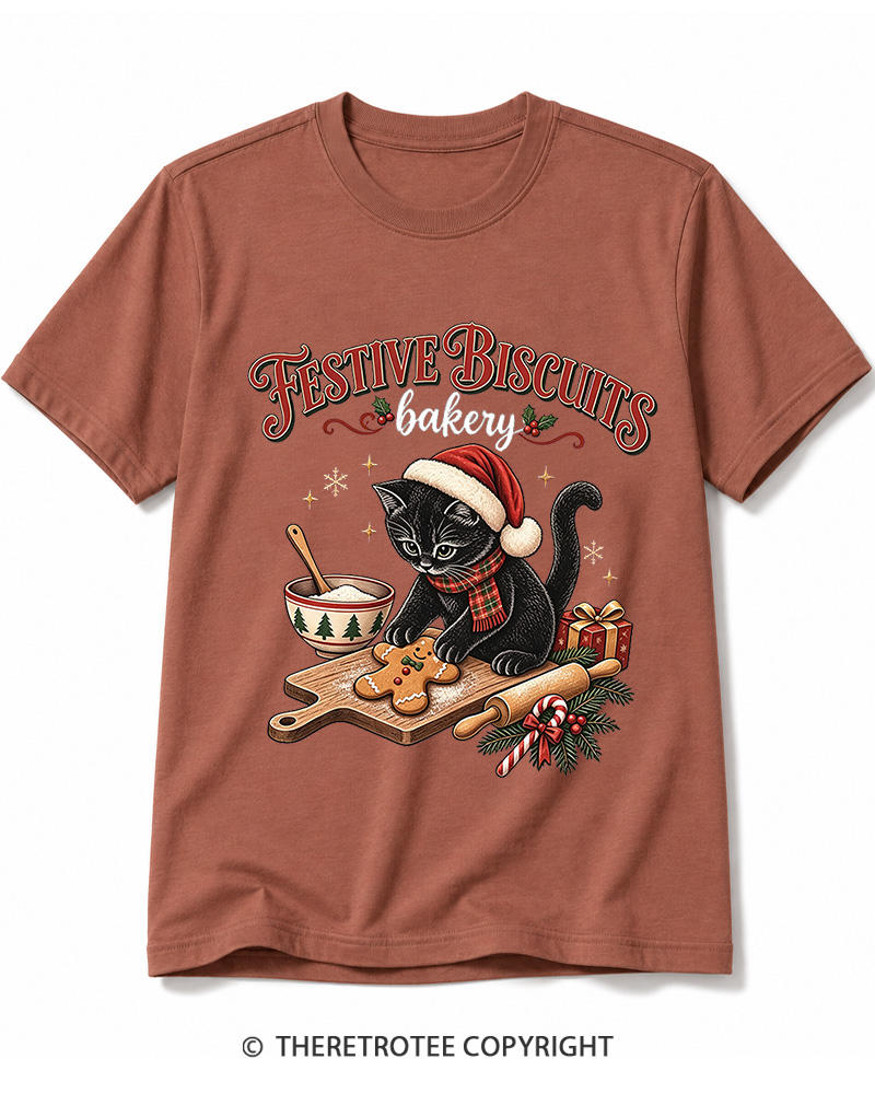 TheRetroTee Festive Biscuits bakery 1950s Cotton T-Shirt