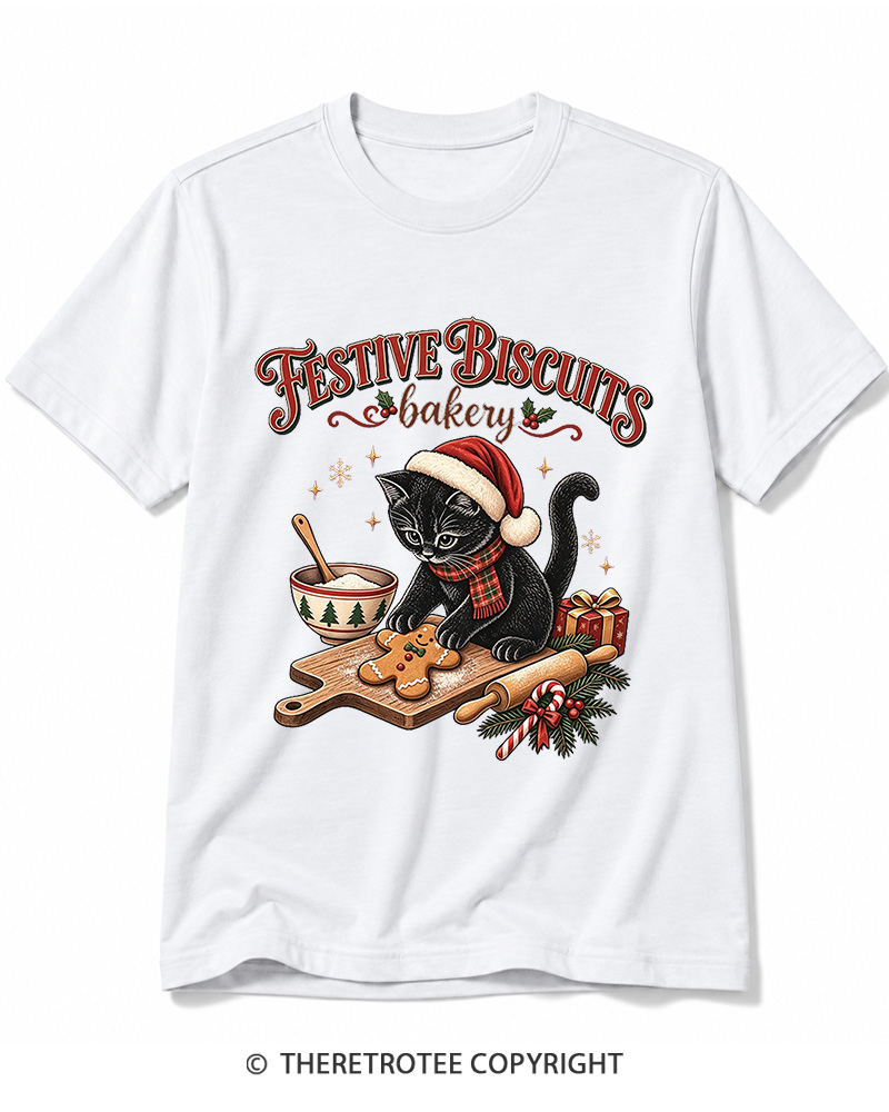 TheRetroTee Festive Biscuits bakery 1950s Cotton T-Shirt