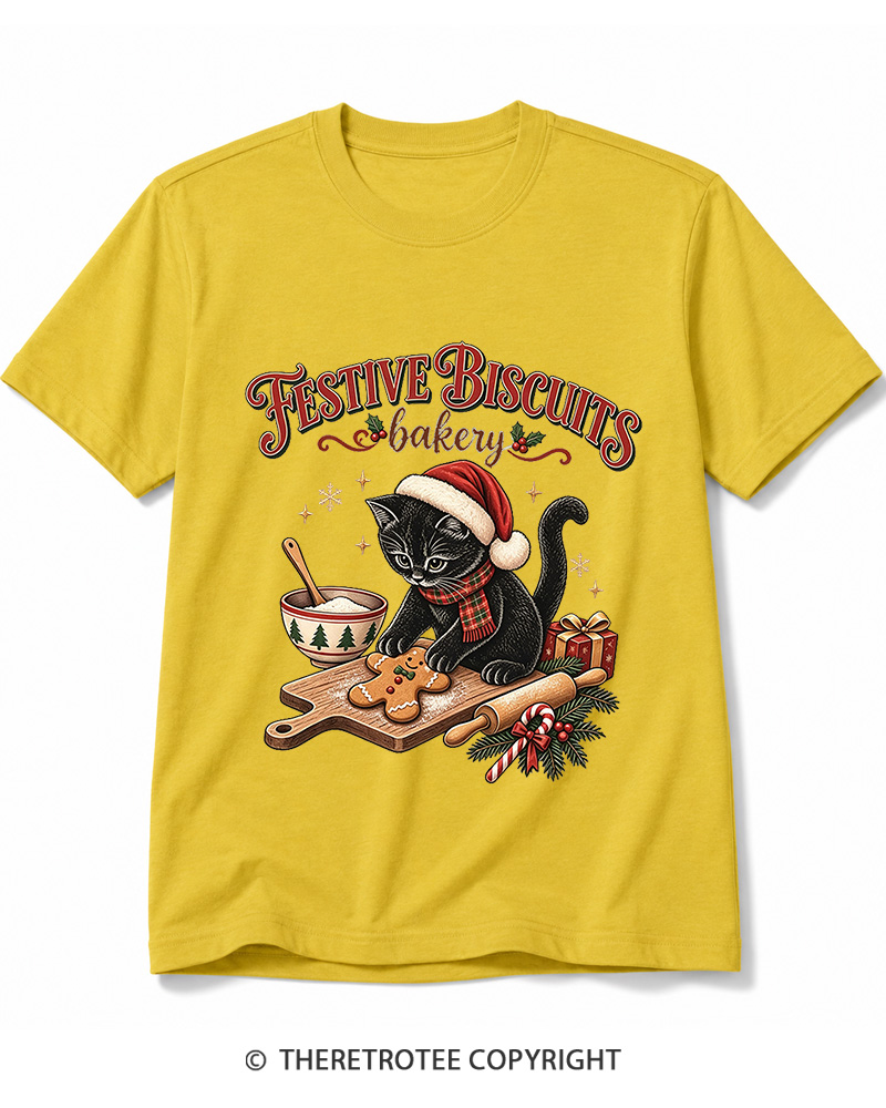 TheRetroTee Festive Biscuits bakery 1950s Cotton T-Shirt