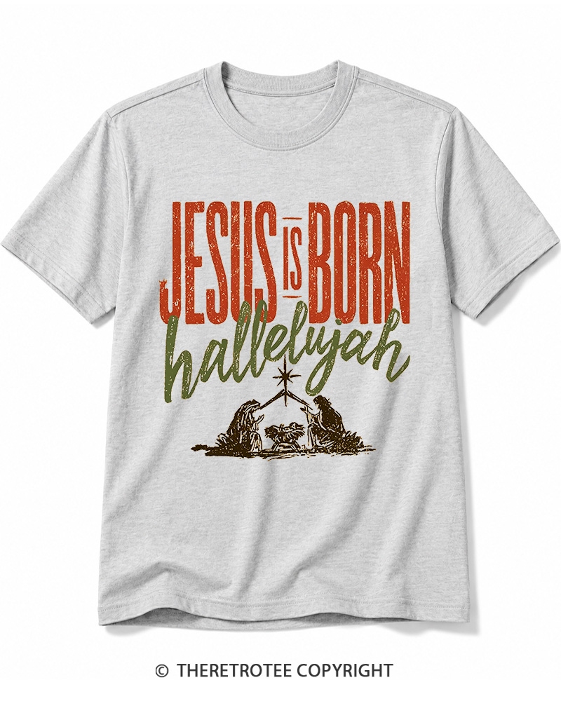 TheRetroTee Jesus Is Born Hallelujah 1970s Cotton T-Shirt