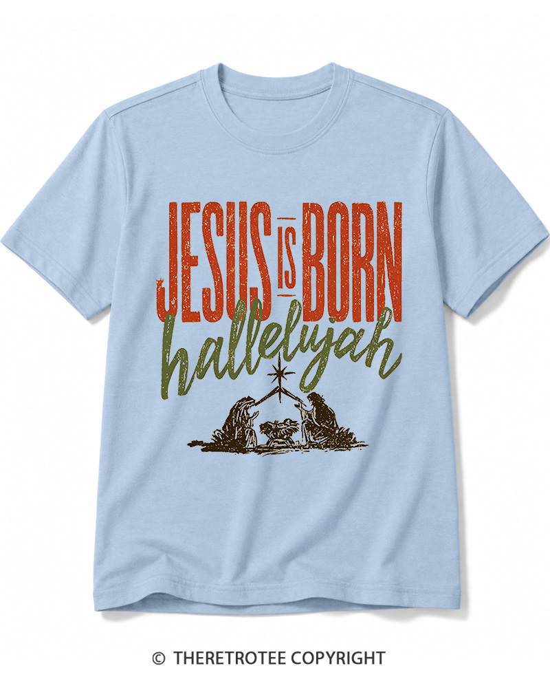 TheRetroTee Jesus Is Born Hallelujah 1970s Cotton T-Shirt