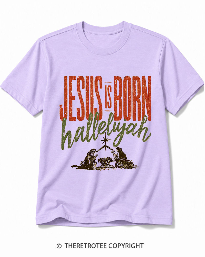 TheRetroTee Jesus Is Born Hallelujah 1970s Cotton T-Shirt
