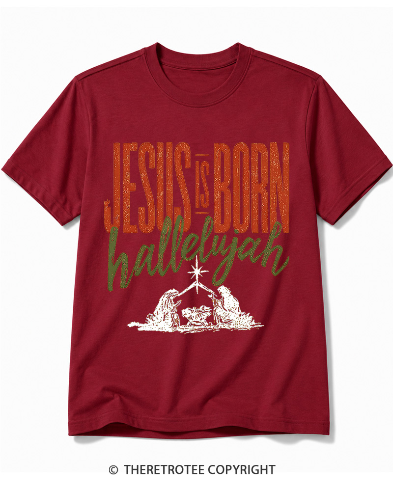 TheRetroTee Jesus Is Born Hallelujah 1970s Cotton T-Shirt