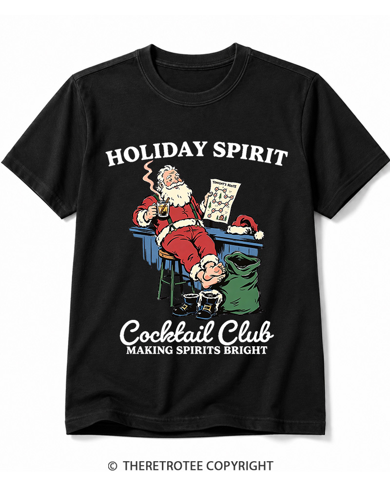 TheRetroTee Holiday Spirit Cocktail Club Making Spirits Bright 1950s Cotton T-Shirt