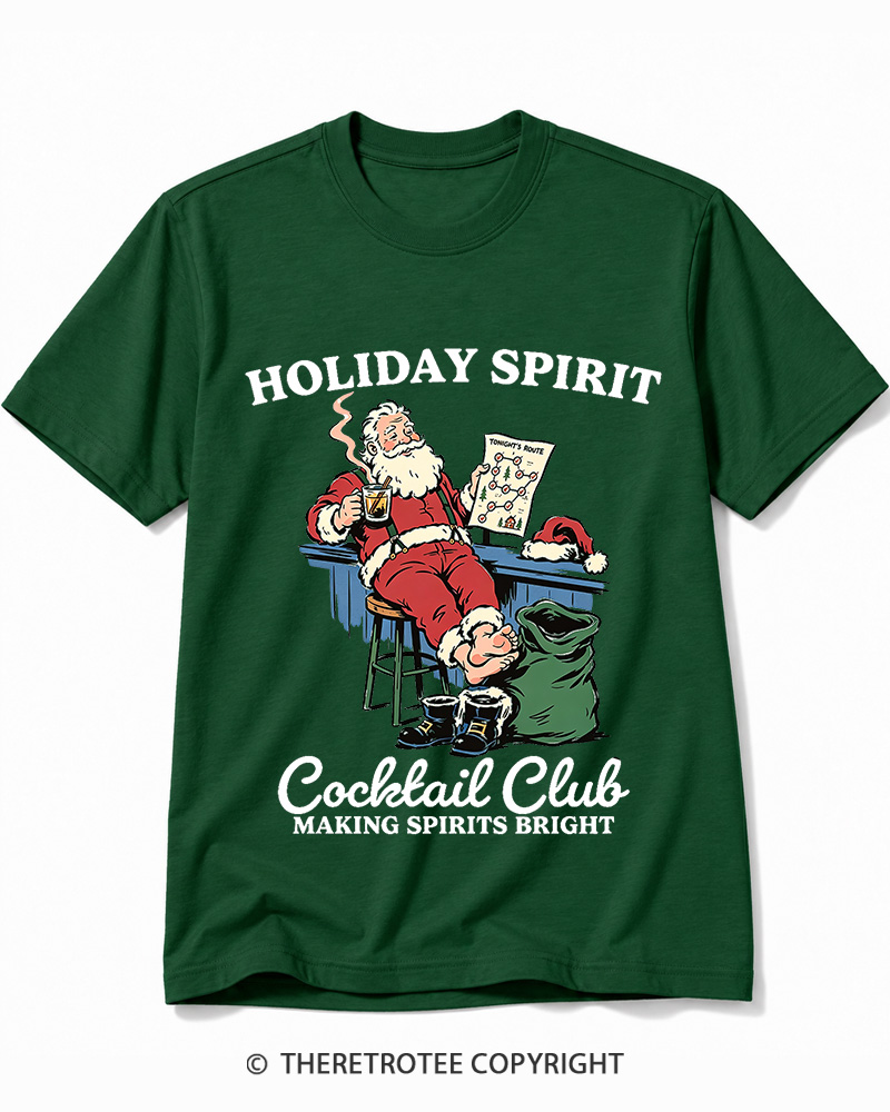 TheRetroTee Holiday Spirit Cocktail Club Making Spirits Bright 1950s Cotton T-Shirt