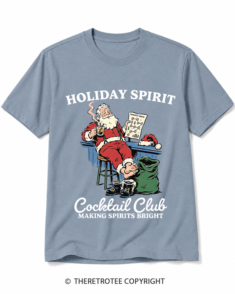 TheRetroTee Holiday Spirit Cocktail Club Making Spirits Bright 1950s Cotton T-Shirt