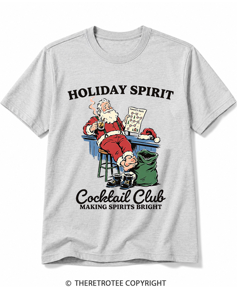 TheRetroTee Holiday Spirit Cocktail Club Making Spirits Bright 1950s Cotton T-Shirt