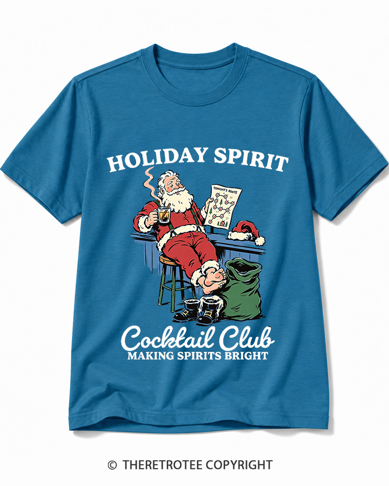 TheRetroTee Holiday Spirit Cocktail Club Making Spirits Bright 1950s Cotton T-Shirt