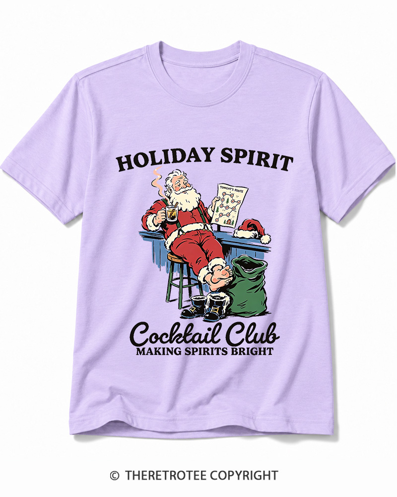 TheRetroTee Holiday Spirit Cocktail Club Making Spirits Bright 1950s Cotton T-Shirt