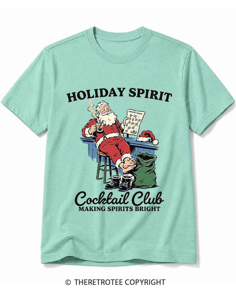 TheRetroTee Holiday Spirit Cocktail Club Making Spirits Bright 1950s Cotton T-Shirt