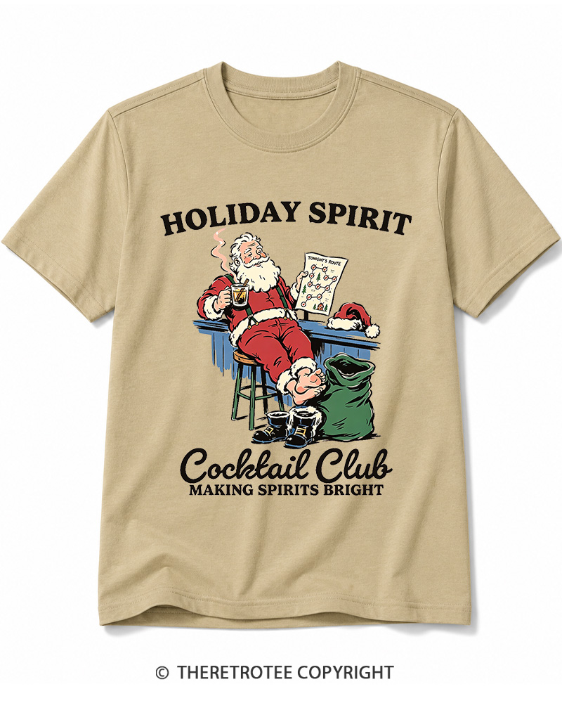 TheRetroTee Holiday Spirit Cocktail Club Making Spirits Bright 1950s Cotton T-Shirt