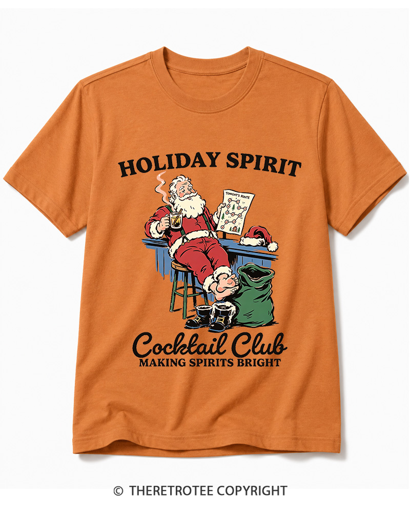 TheRetroTee Holiday Spirit Cocktail Club Making Spirits Bright 1950s Cotton T-Shirt