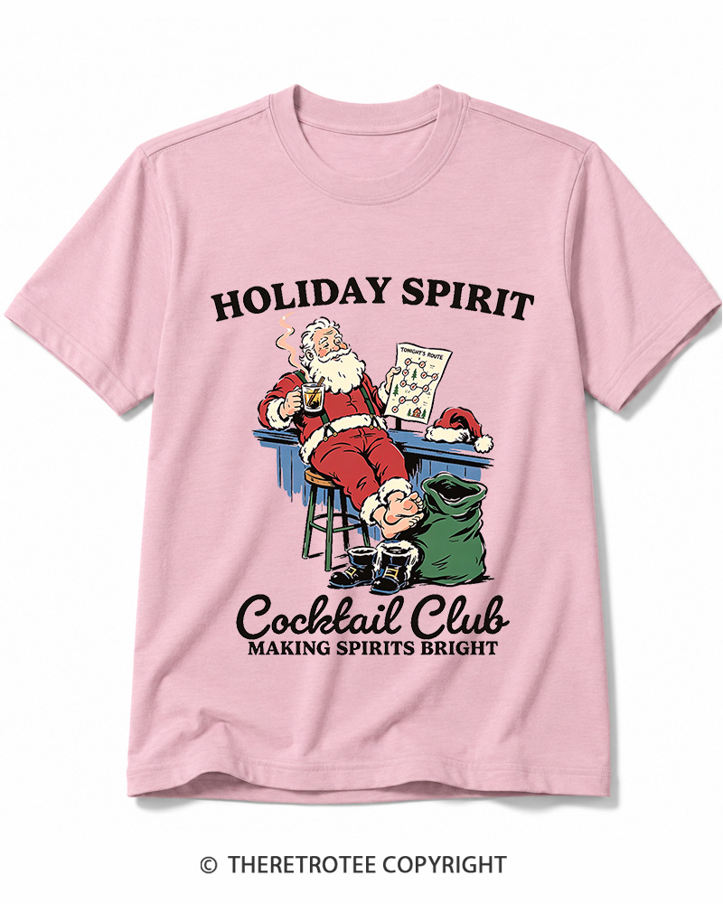 TheRetroTee Holiday Spirit Cocktail Club Making Spirits Bright 1950s Cotton T-Shirt