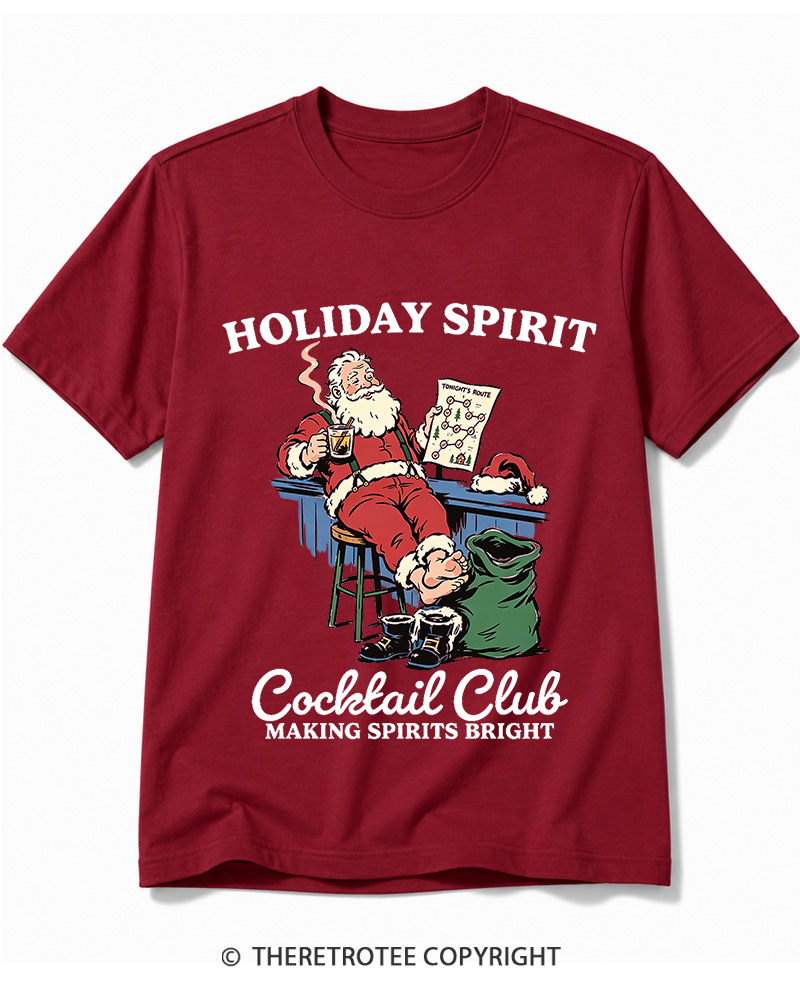 TheRetroTee Holiday Spirit Cocktail Club Making Spirits Bright 1950s Cotton T-Shirt