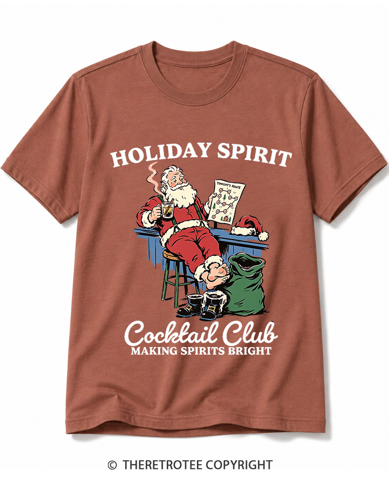 TheRetroTee Holiday Spirit Cocktail Club Making Spirits Bright 1950s Cotton T-Shirt