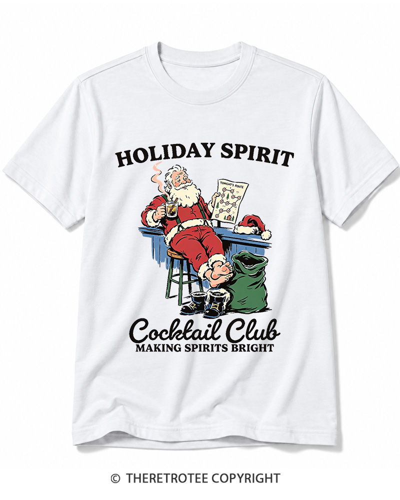 TheRetroTee Holiday Spirit Cocktail Club Making Spirits Bright 1950s Cotton T-Shirt