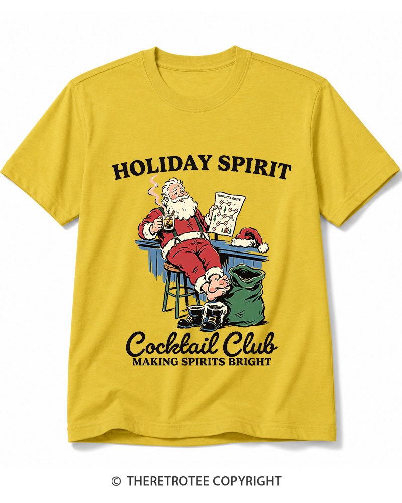 TheRetroTee Holiday Spirit Cocktail Club Making Spirits Bright 1950s Cotton T-Shirt