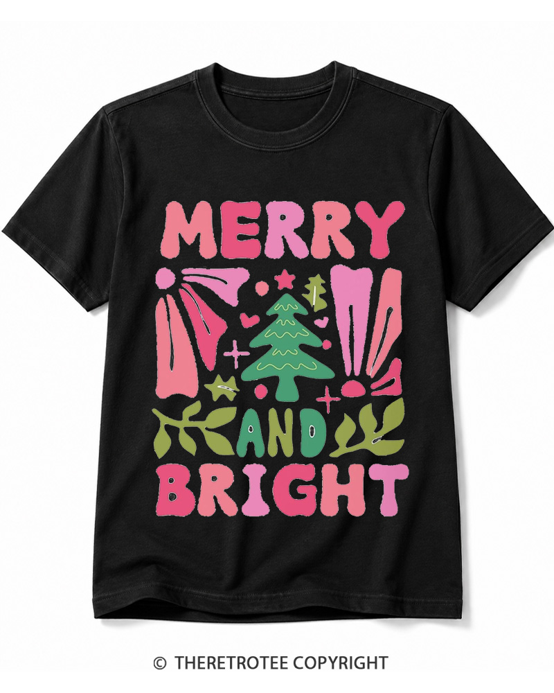 TheRetroTee Boho Merry and Bright 1970s Cotton T-Shirt