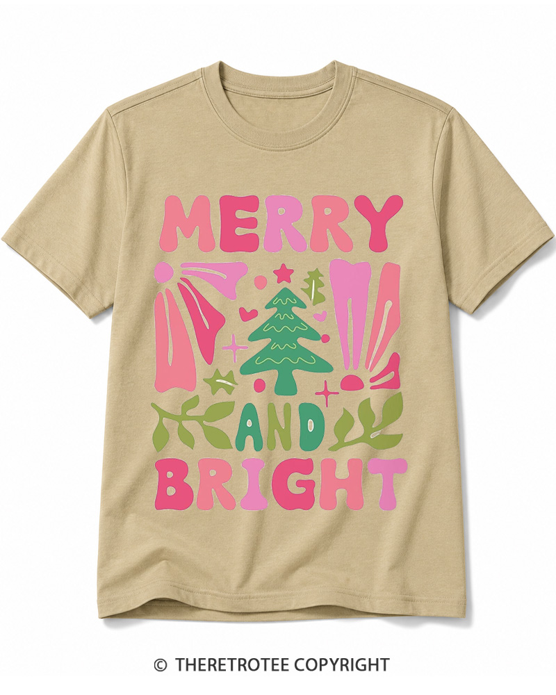 TheRetroTee Boho Merry and Bright 1970s Cotton T-Shirt