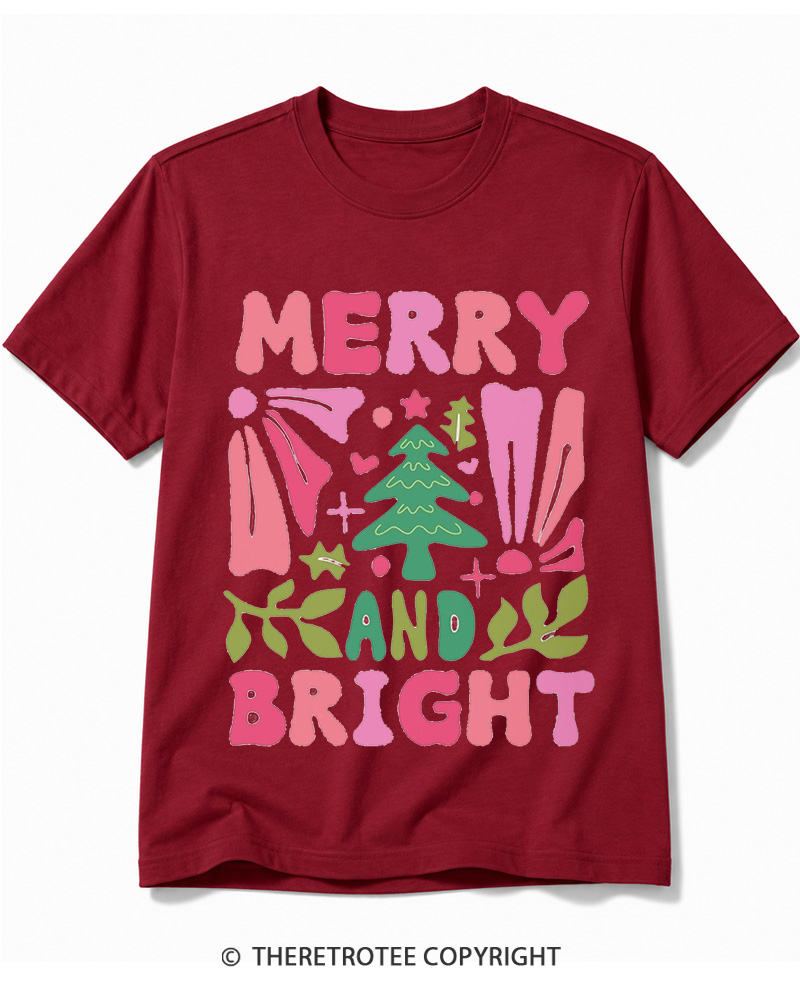 TheRetroTee Boho Merry and Bright 1970s Cotton T-Shirt
