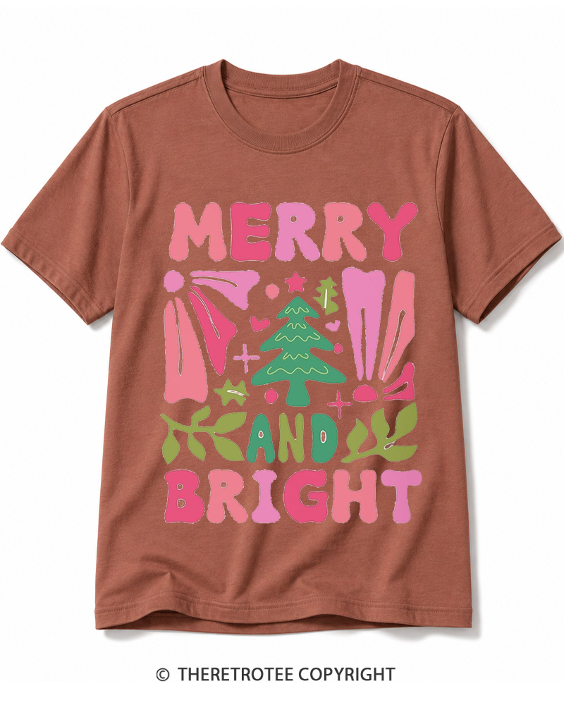 TheRetroTee Boho Merry and Bright 1970s Cotton T-Shirt