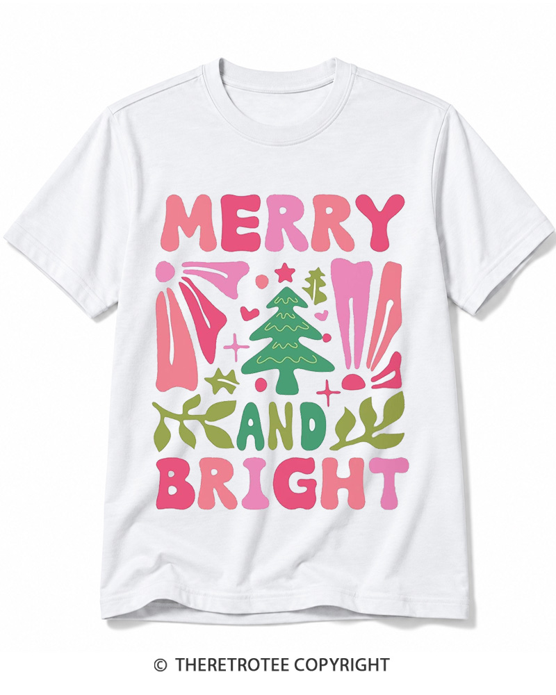 TheRetroTee Boho Merry and Bright 1970s Cotton T-Shirt