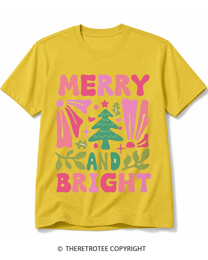 TheRetroTee Boho Merry and Bright 1970s Cotton T-Shirt