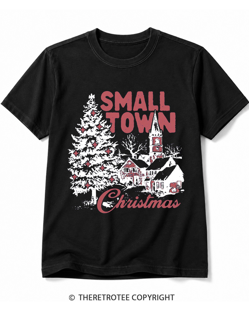 TheRetroTee Small Town Christmas 1950s Cotton T-Shirt