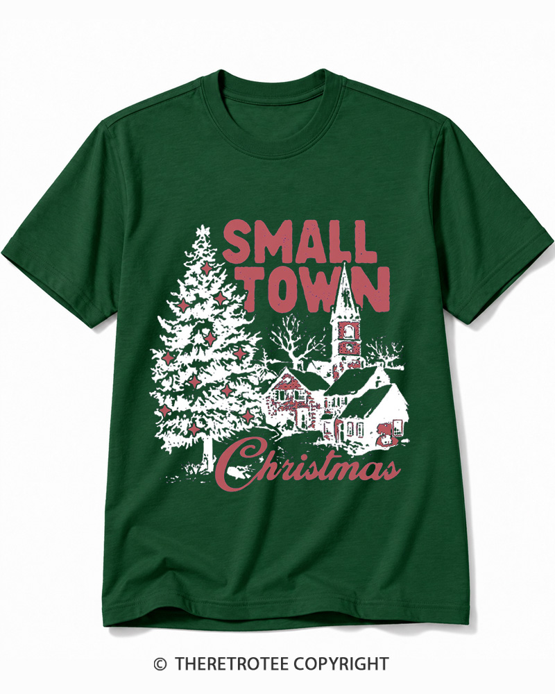 TheRetroTee Small Town Christmas 1950s Cotton T-Shirt