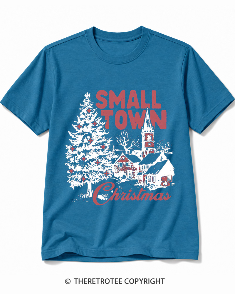 TheRetroTee Small Town Christmas 1950s Cotton T-Shirt