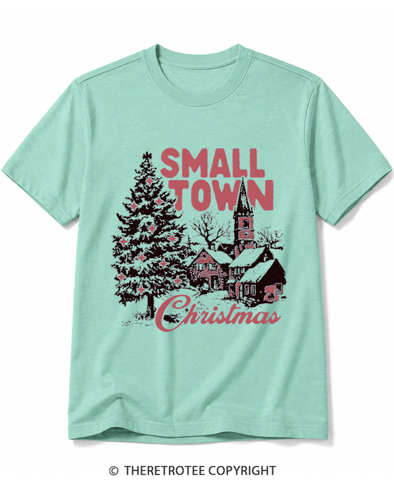 TheRetroTee Small Town Christmas 1950s Cotton T-Shirt