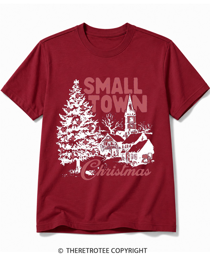 TheRetroTee Small Town Christmas 1950s Cotton T-Shirt