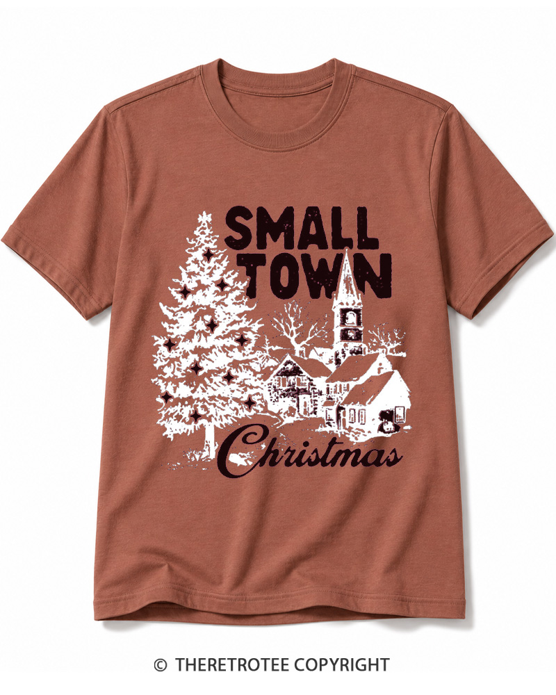 TheRetroTee Small Town Christmas 1950s Cotton T-Shirt