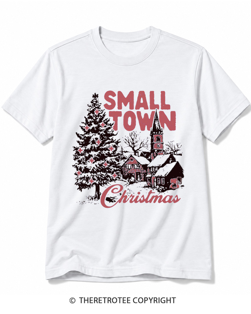 TheRetroTee Small Town Christmas 1950s Cotton T-Shirt